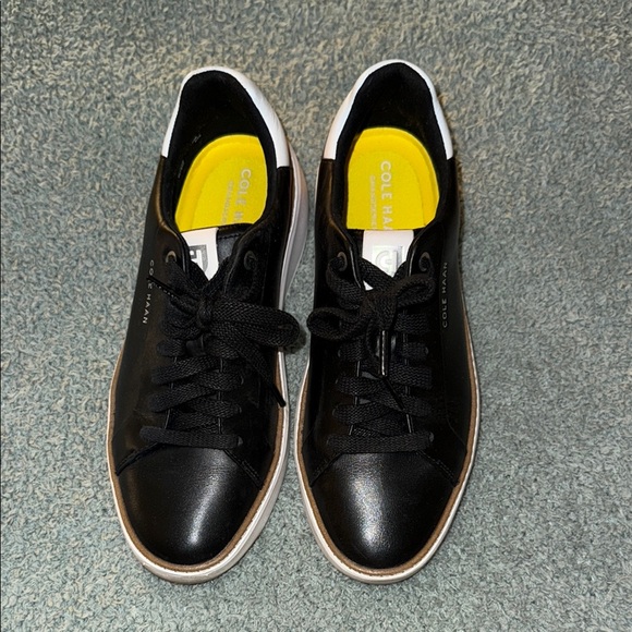 Cole Haan Black Leather Sneakers with White Sole - Picture 1 of 2